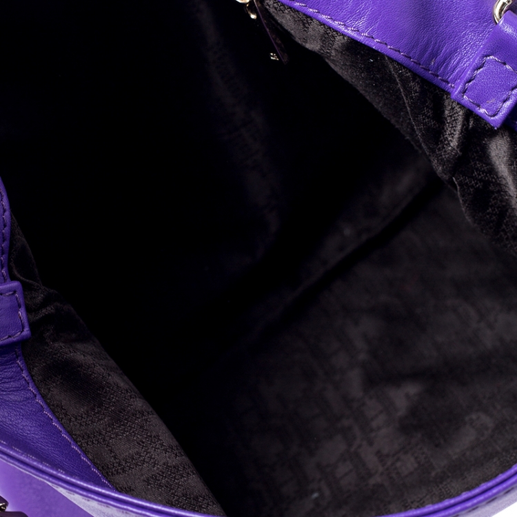 Pre Owned Carolina Herrera Purple Leather Envelope Shoulder Bag