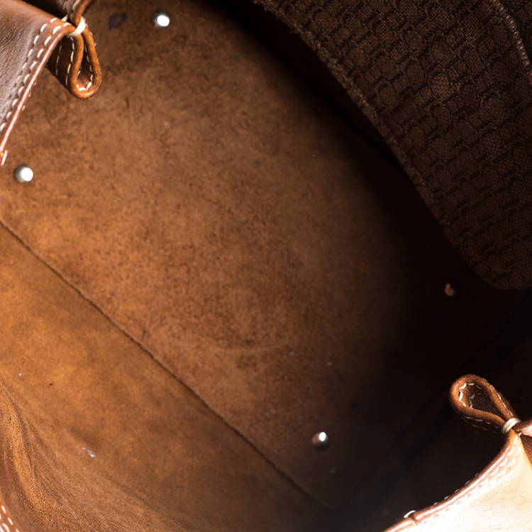 Pre Owned Carolina Herrera Brown Monogram Leather Andy Tote