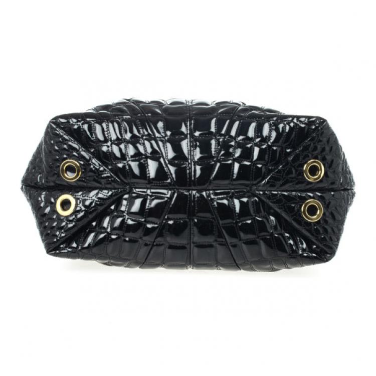 Pre Owned Carolina Herrera Black Patent Quilted Tote