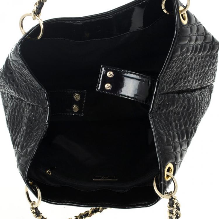 Pre Owned Carolina Herrera Black Patent Quilted Tote
