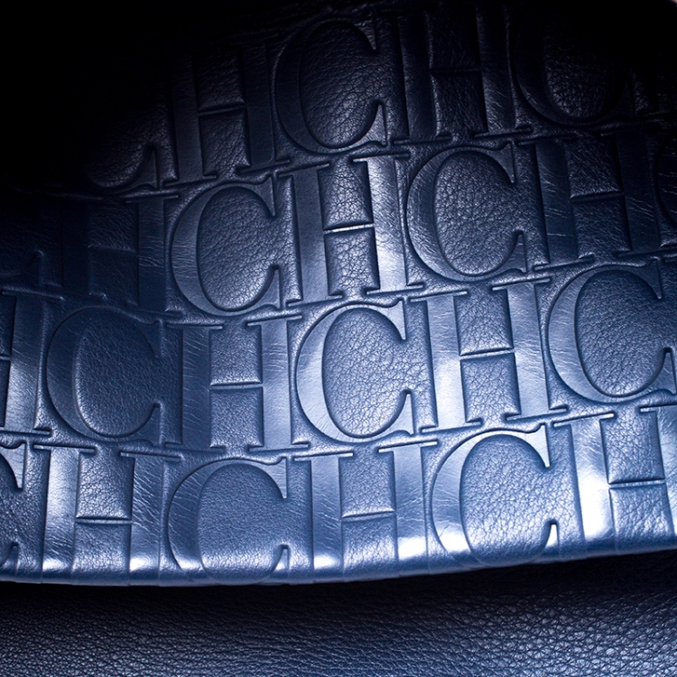 Pre Owned Carolina Herrera Navy Blue/Black Leather Flap Satchel  