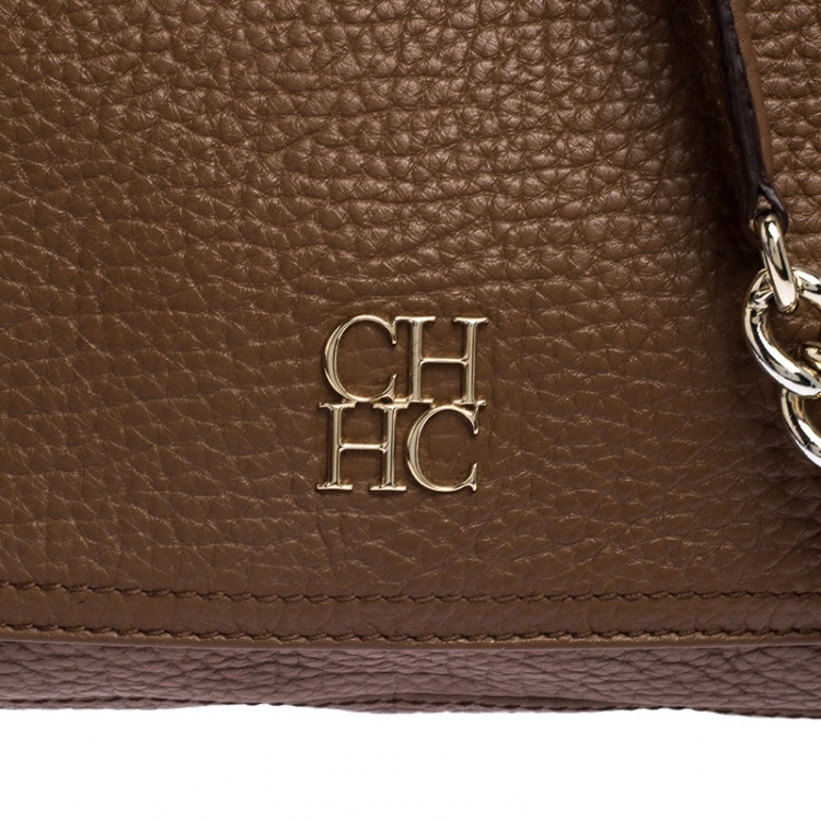 Pre Owned Carolina Herrera Brown Leather Tassel Shoulder Bag