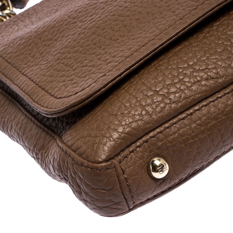 Pre Owned Carolina Herrera Brown Leather Tassel Shoulder Bag