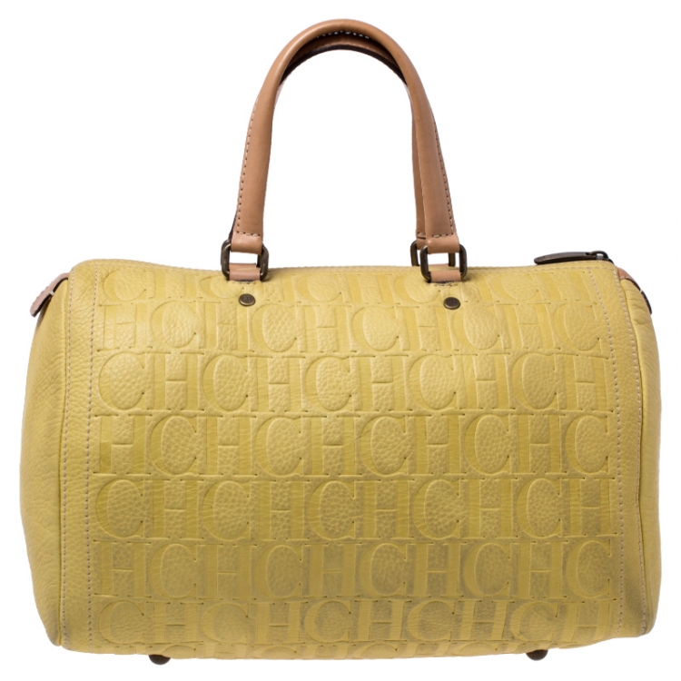 مملوكة مسبقًا Carolina Herrera Yellow Leather Large Andy Boston Bag
