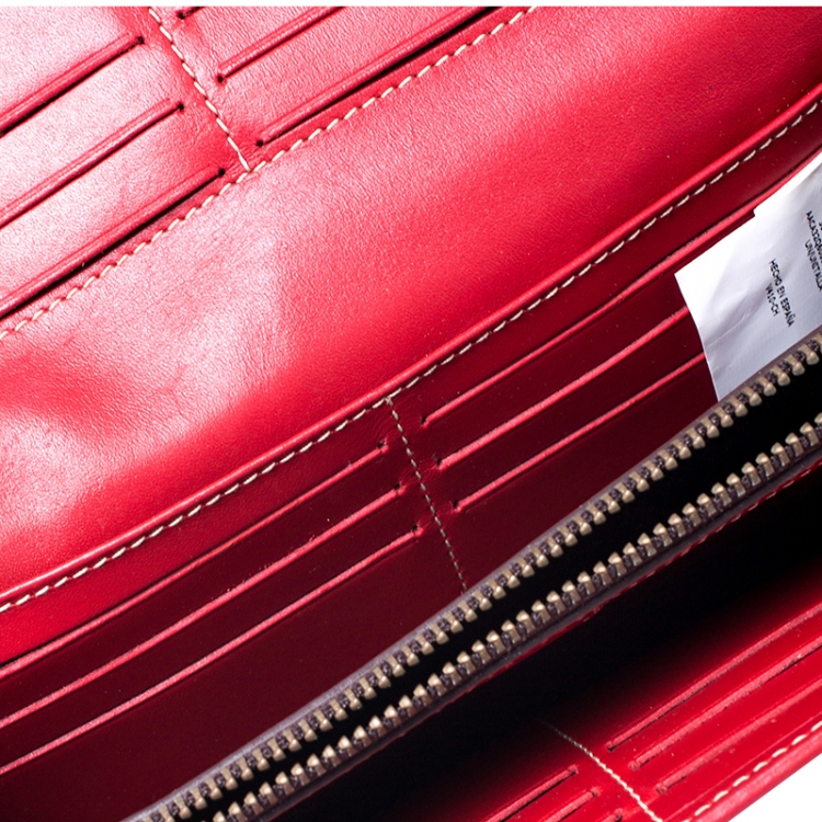 مملوكة مسبقًا Carolina Herrera Beige/Red Monogram Coated Canvas Continental Wallet