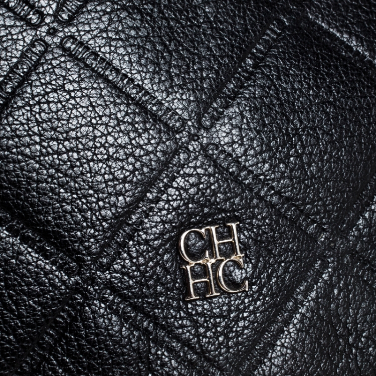 Pre Owned Carolina Herrera Black Quilted Leather Flap Crossbody Bag