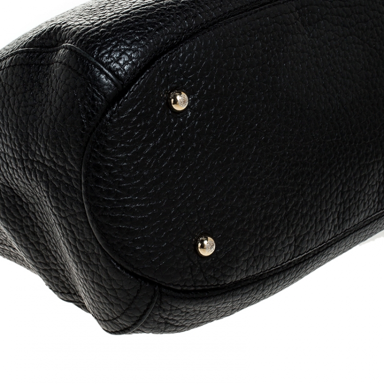 Pre Owned Carolina Herrera Black Leather Tassel Chain Hobo