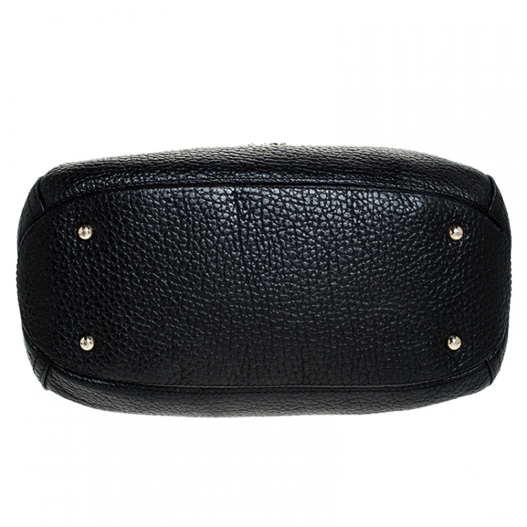 Pre Owned Carolina Herrera Black Leather Tassel Chain Hobo