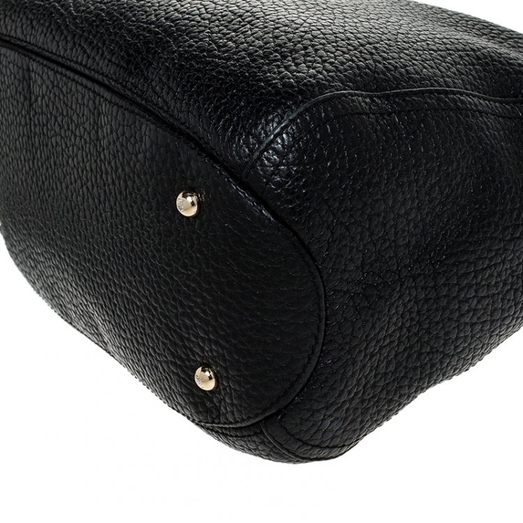 Pre Owned Carolina Herrera Black Leather Tassel Chain Hobo