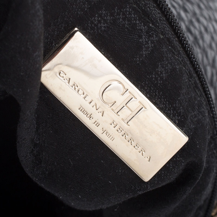 Pre Owned Carolina Herrera Black Leather Chain Tassel Shoulder Bag