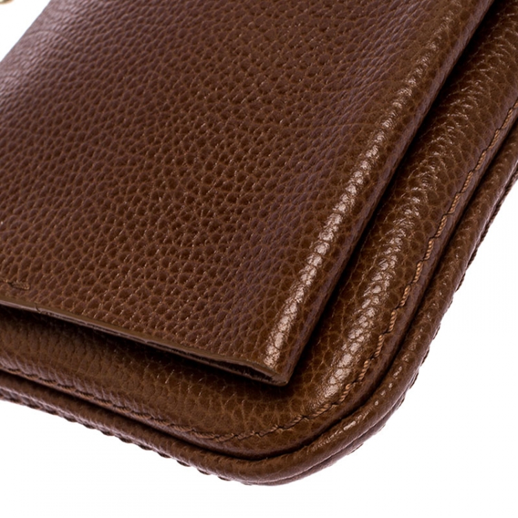 Pre Owned Carolina Herrera Tan Leather Chain Flap Shoulder Bag