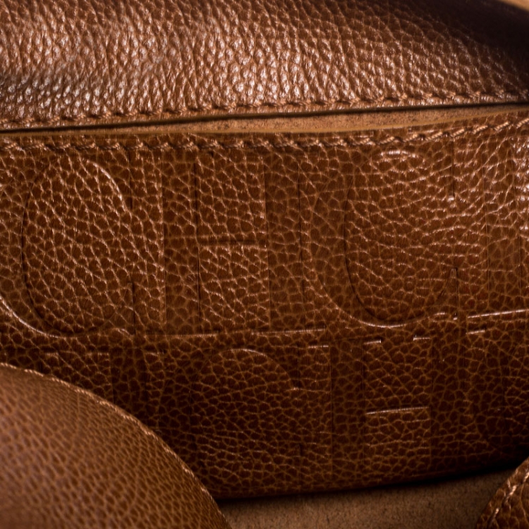 Pre Owned Carolina Herrera Tan Leather Chain Flap Shoulder Bag