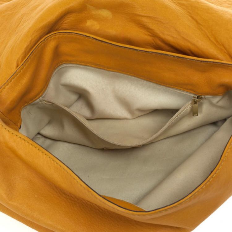 Pre Owned Carolina Herrera Tan Embossed  Shoulder Bag