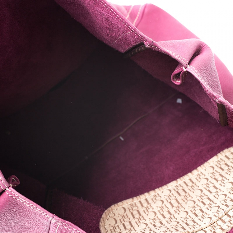 Pre Owned Carolina Herrera Fuschia Monogram Leather Andy Tote 