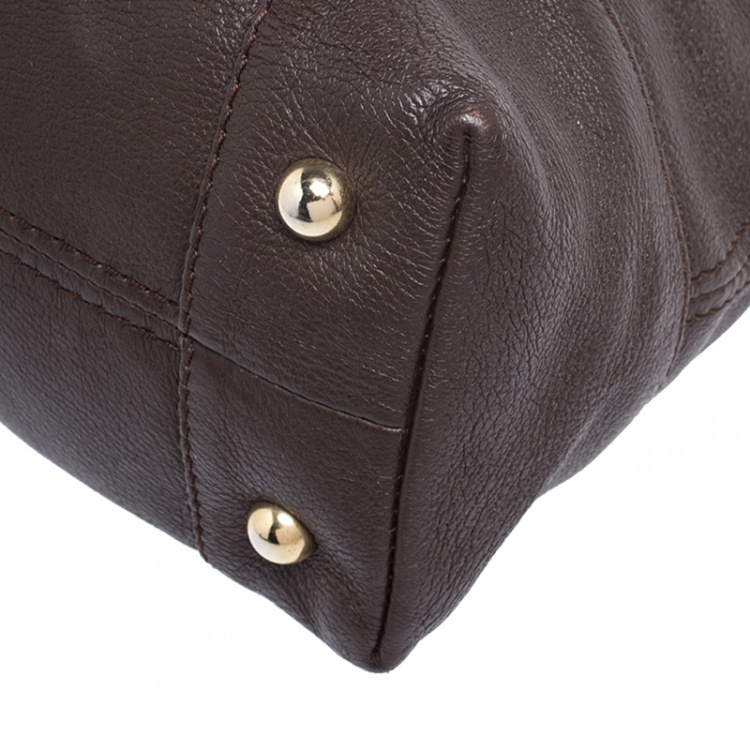 Pre Owned Carolina Herrera Brown Leather Chain Handle Tote Bag