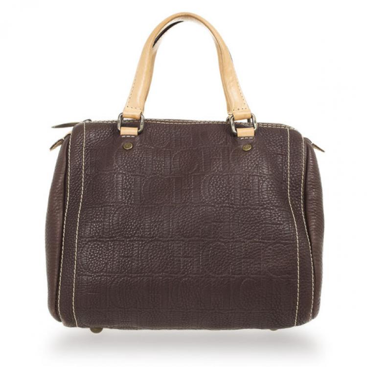Pre Owned Carolina Herrera Brown Andy Boston Bag
