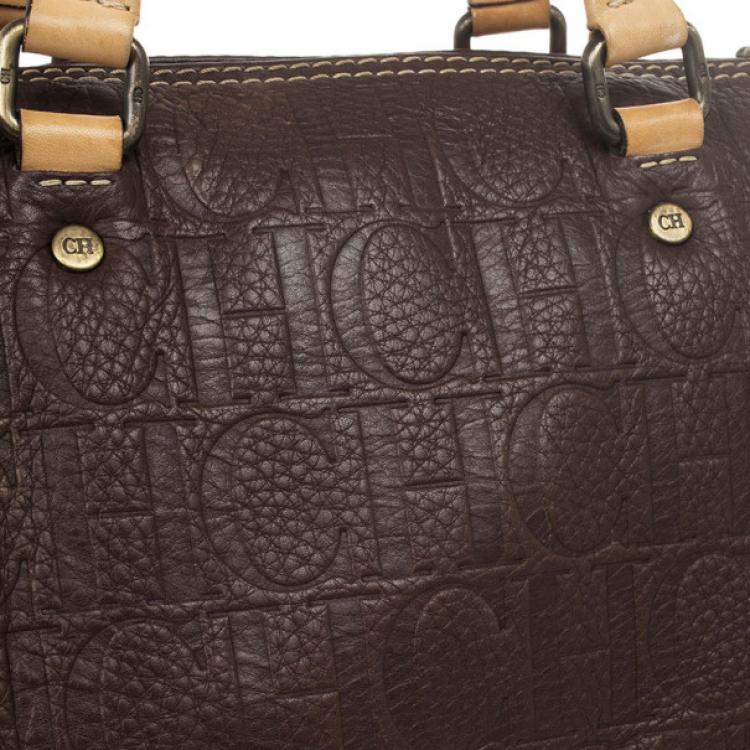 Pre Owned Carolina Herrera Brown Andy Boston Bag