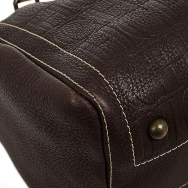 Pre Owned Carolina Herrera Brown Andy Boston Bag