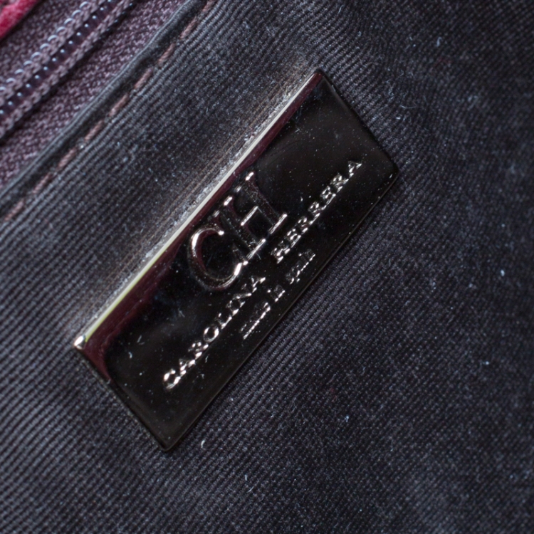 Pre Owned Carolina Herrera Burgundy Monogram Leather Audrey Shoulder Bag