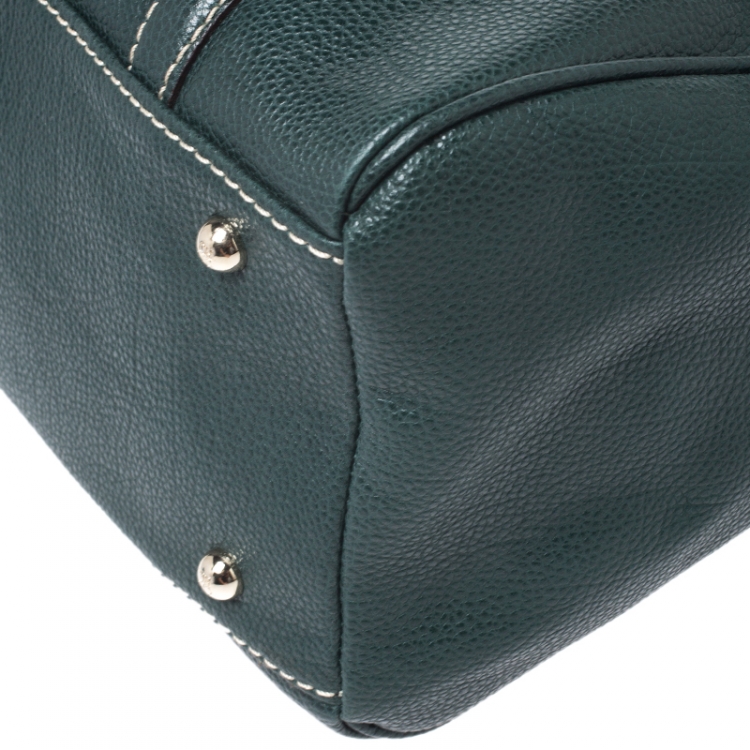 Pre Owned Carolina Herrera Green Leather Andy Boston Bag