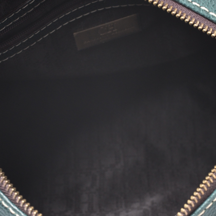 Pre Owned Carolina Herrera Green Leather Andy Boston Bag