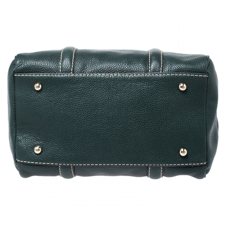 Pre Owned Carolina Herrera Green Leather Andy Boston Bag