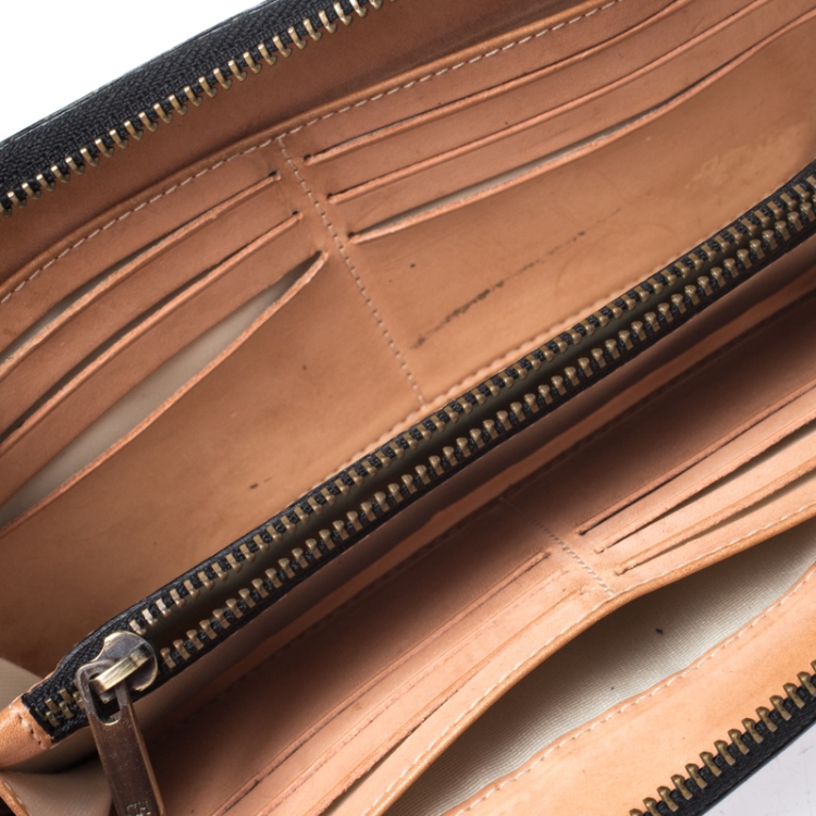 Pre Owned Carolina Herrera Black Monogram Leather Tote