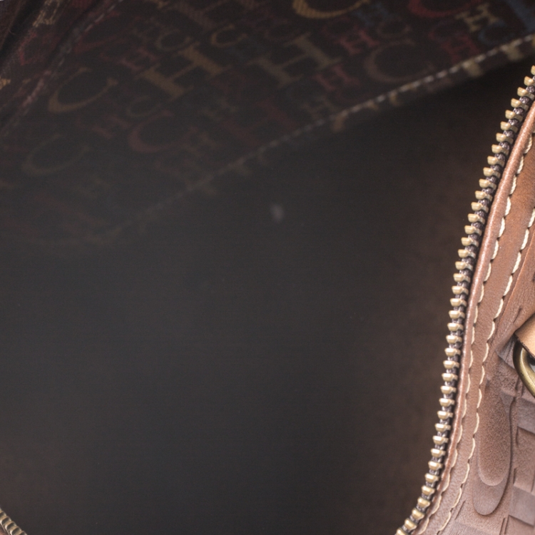 Pre Owned Carolina Herrera Brown Leather Small Andy Boston Bag