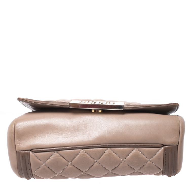 Pre Owned Carolina Herrera Beige Quilted Leather Tassel Shoulder Bag