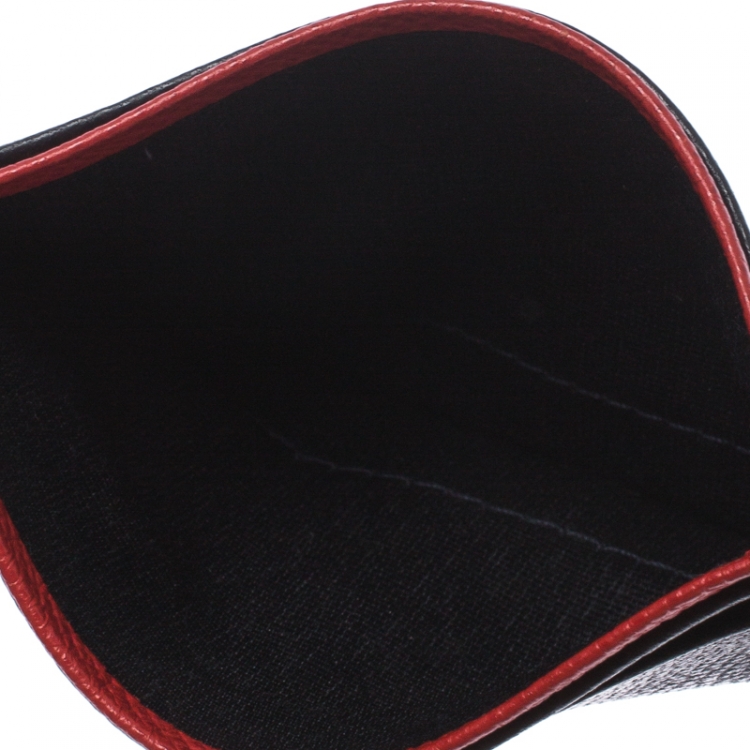 Pre Owned Carolina Herrera Blue/Red Leather Card Holder