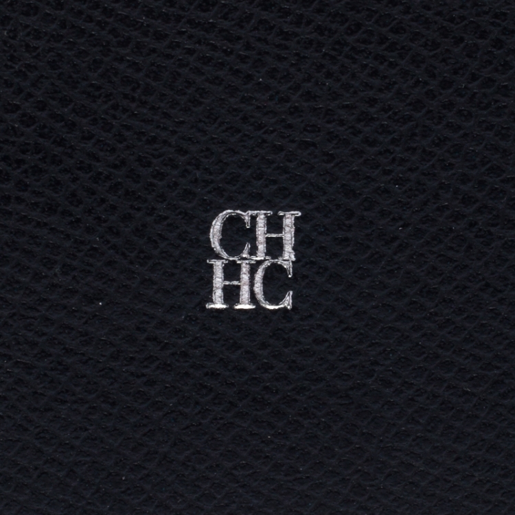 Pre Owned Carolina Herrera Blue/Red Leather Card Holder