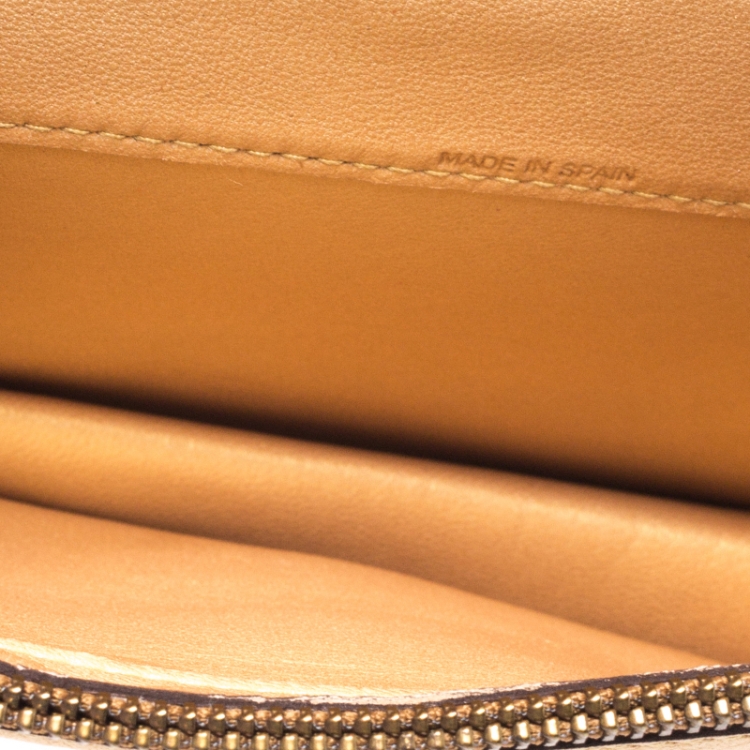 Pre Owned Carolina Herrera Metallic Gold Python Chain Clutch