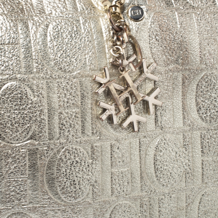 Pre Owned Carolina Herrera Metallic Gold Large Andy Boston Bag with Charm