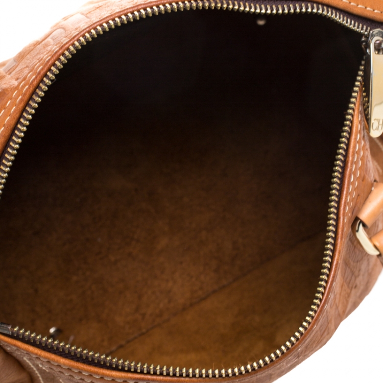 Pre Owned Carolina Herrera Brown Leather Medium Andy Boston Bag