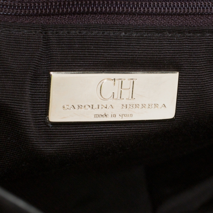 Pre Owned Carolina Herrera Off White Monogram Coated Canvas Chain Tote