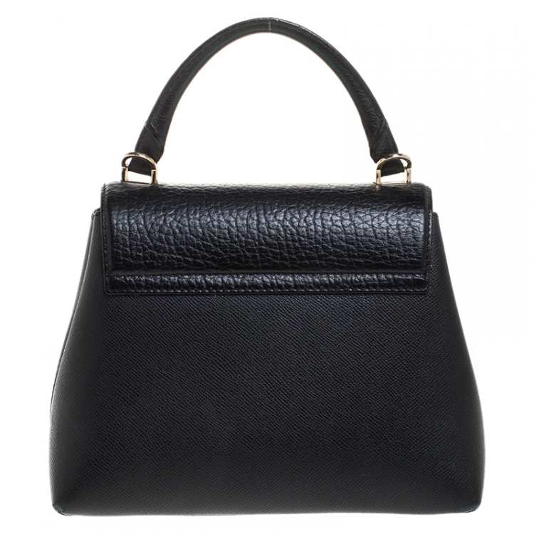 Pre Owned Carolina Herrera Blue Monogram Leather Top Handle Bag
