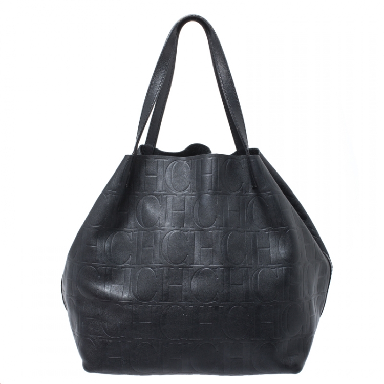 Pre Owned Carolina Herrera Black Leather Matryoshka  Tote