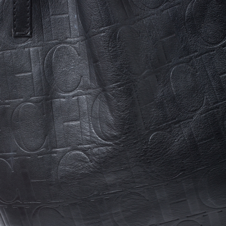 Pre Owned Carolina Herrera Black Leather Matryoshka  Tote