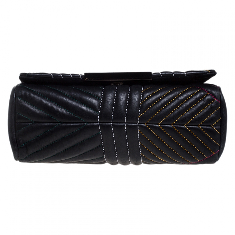 Pre Owned Carolina Herrera Black Quilted Leather Bimba Flap Shoulder Bag