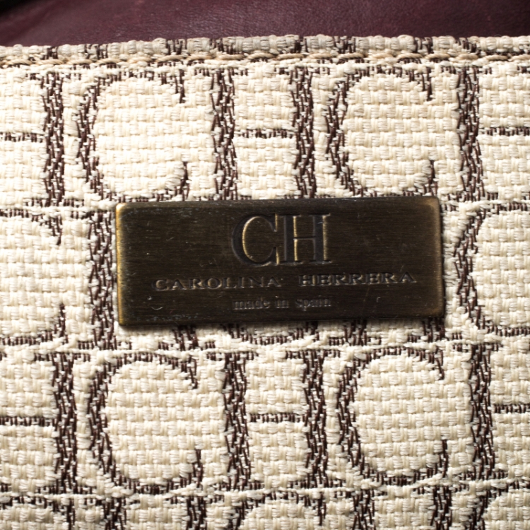 Pre Owned Carolina Herrera Multicolor Monogram Canvas and Leather Shopper Tote