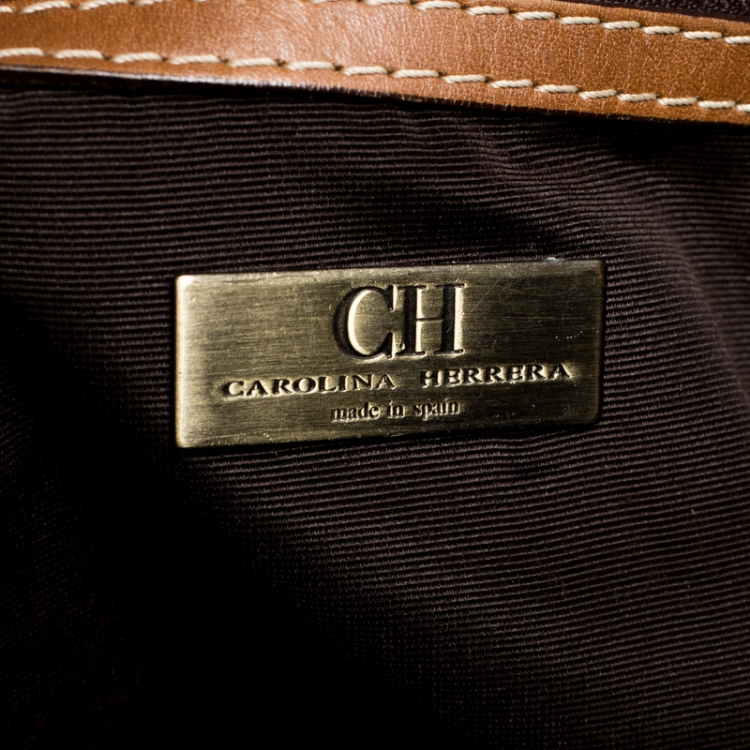 Pre Owned Carolina Herrera Multicolor Monogram Canvas and Leather Tote