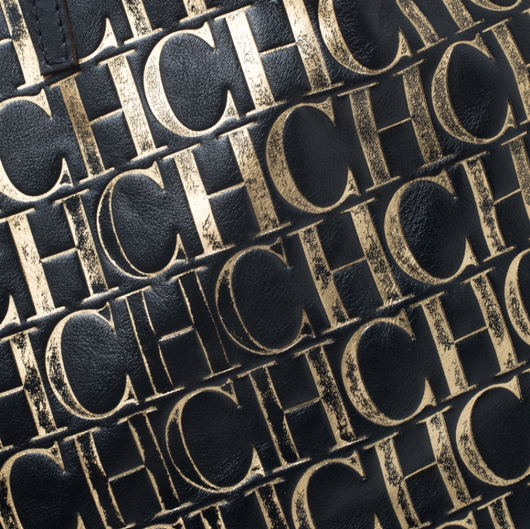 Pre Owned Carolina Herrera Midnight Blue Monogram Leather Matryoshka Tote