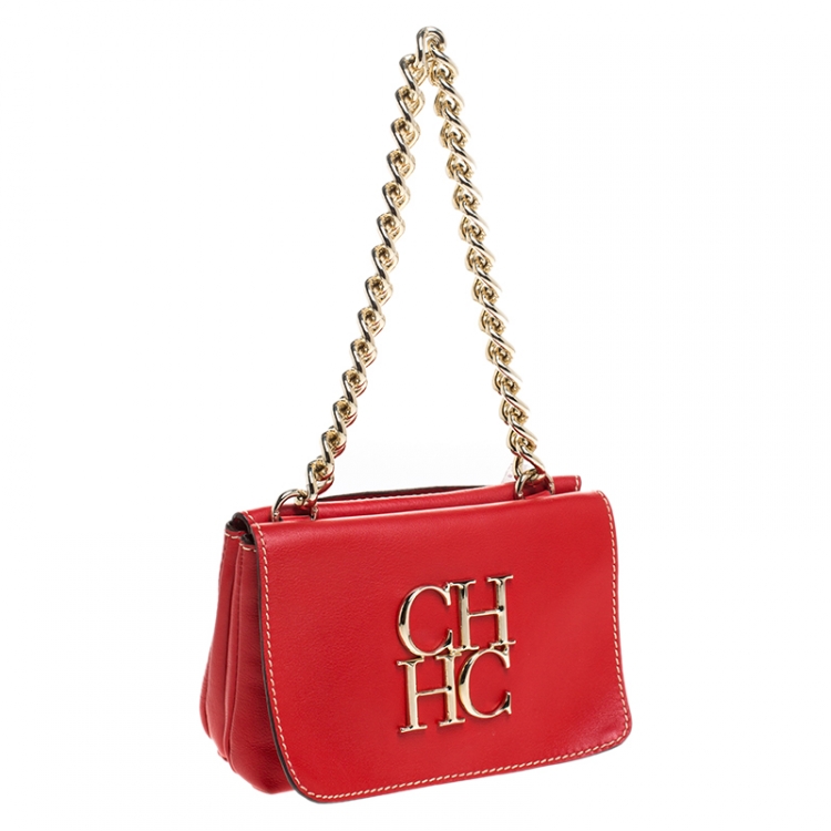 Carolina Herrera Red Leather Shoulder Bag Carolina Herrera The Luxury