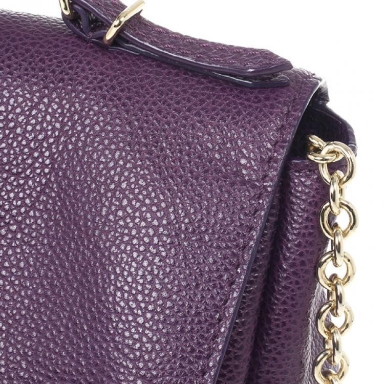 Pre Owned Carolina Herrera Purple Leather Minueto Flap Bag 