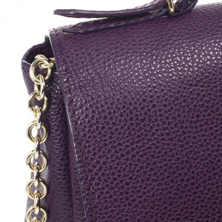 Pre Owned Carolina Herrera Purple Leather Minueto Flap Bag 