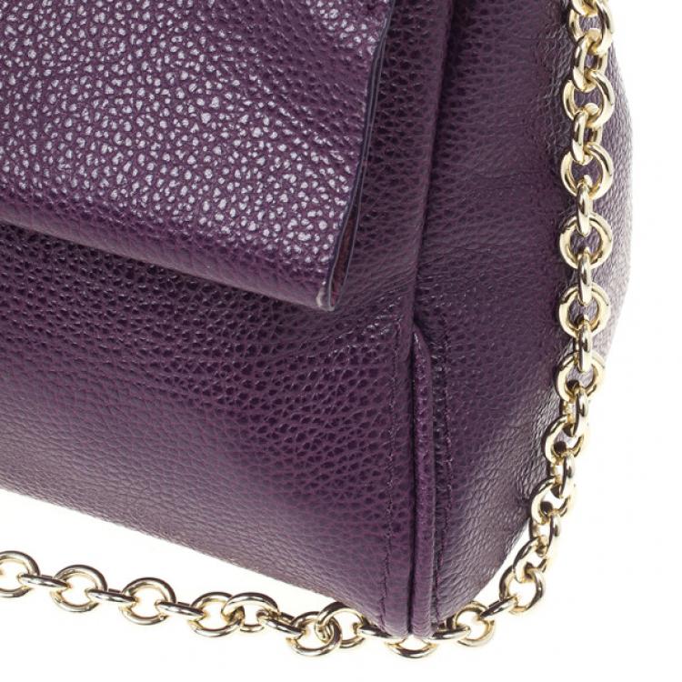 Pre Owned Carolina Herrera Purple Leather Minueto Flap Bag 