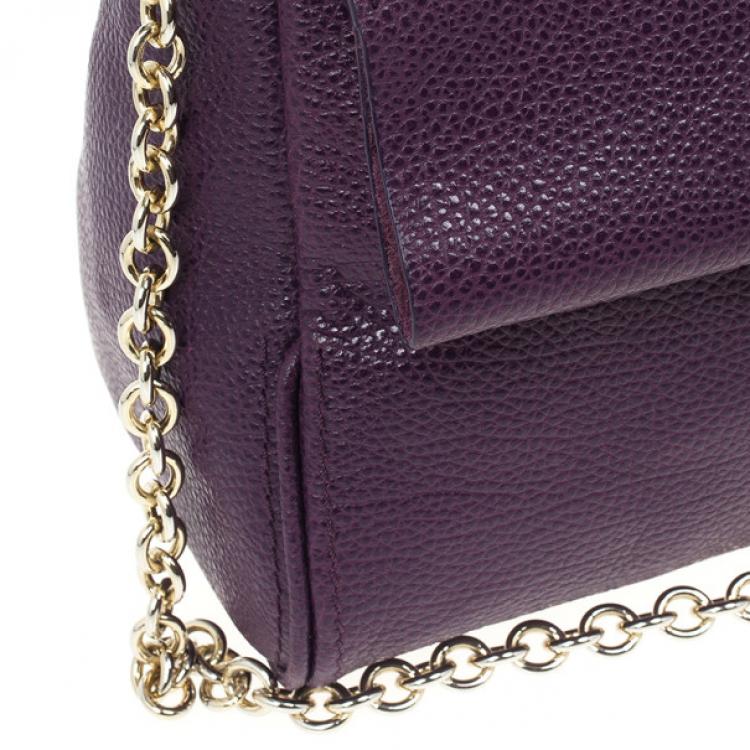 Pre Owned Carolina Herrera Purple Leather Minueto Flap Bag 