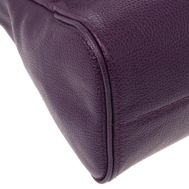 Pre Owned Carolina Herrera Purple Leather Minueto Flap Bag 