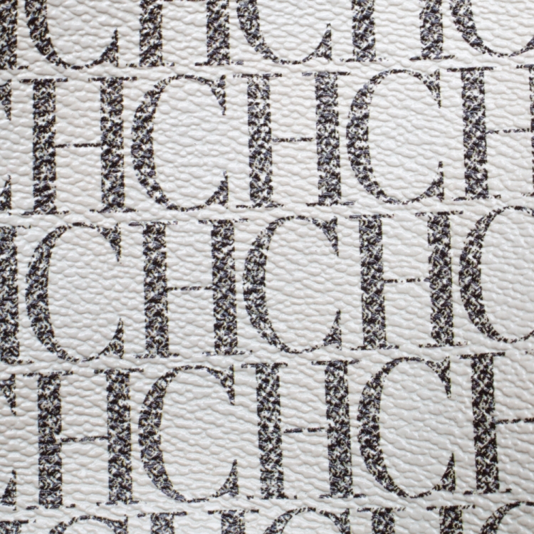 Pre Owned Carolina Herrera Beige/Red Monogram Coated Canvas Flap Crossbody Bag