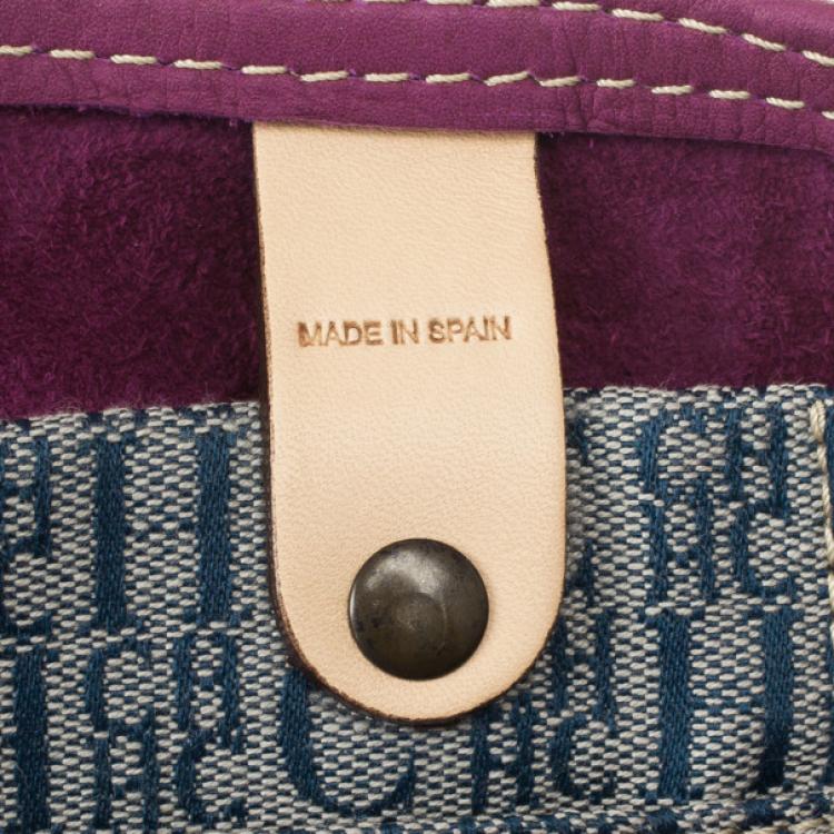Pre Owned Carolina Herrera Leather Purple CH Monogram Tote